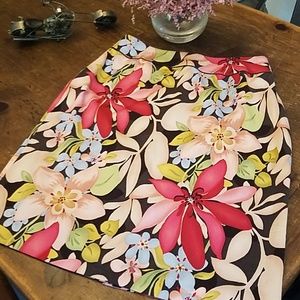 Talbots silk fall floral skirt
